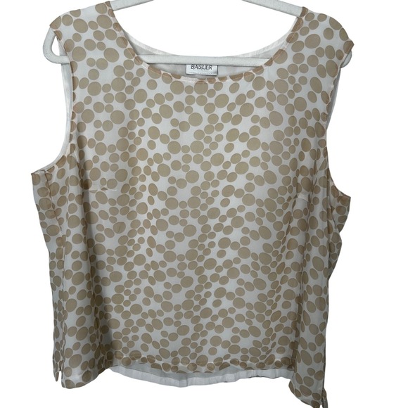 Basler Tops - BASLER Sleeveless Blouse White with Tan Polka Dots Women's Size 44
